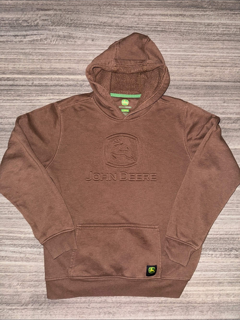 John Deere Brown Embossed Logo Pullover Hoodie
